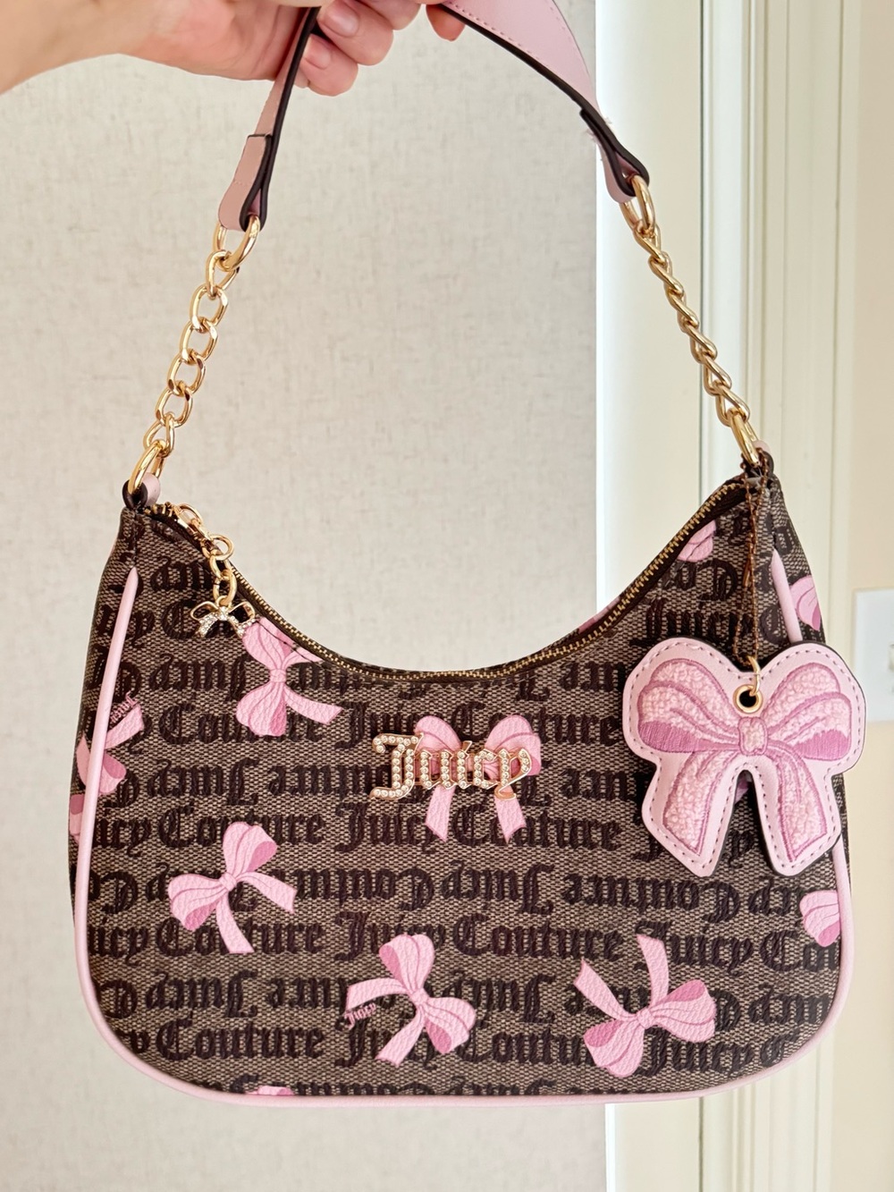 Juicy Couture Simply Sweet Pink and Brown Shoulder Bag